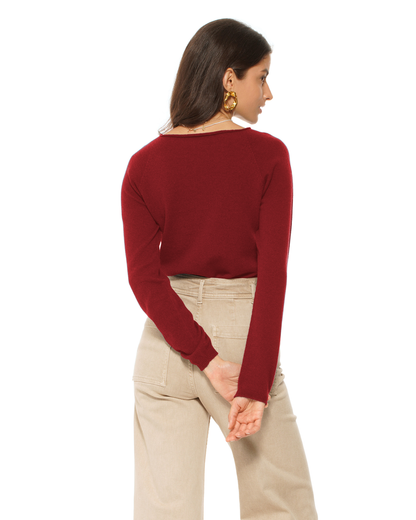 Women's Ultralight Cashmere Raglan Crew Neck Sweater Chianti