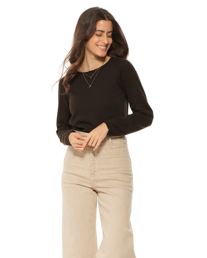 Women's Ultralight Cashmere Raglan Crew Neck Sweater Coffee