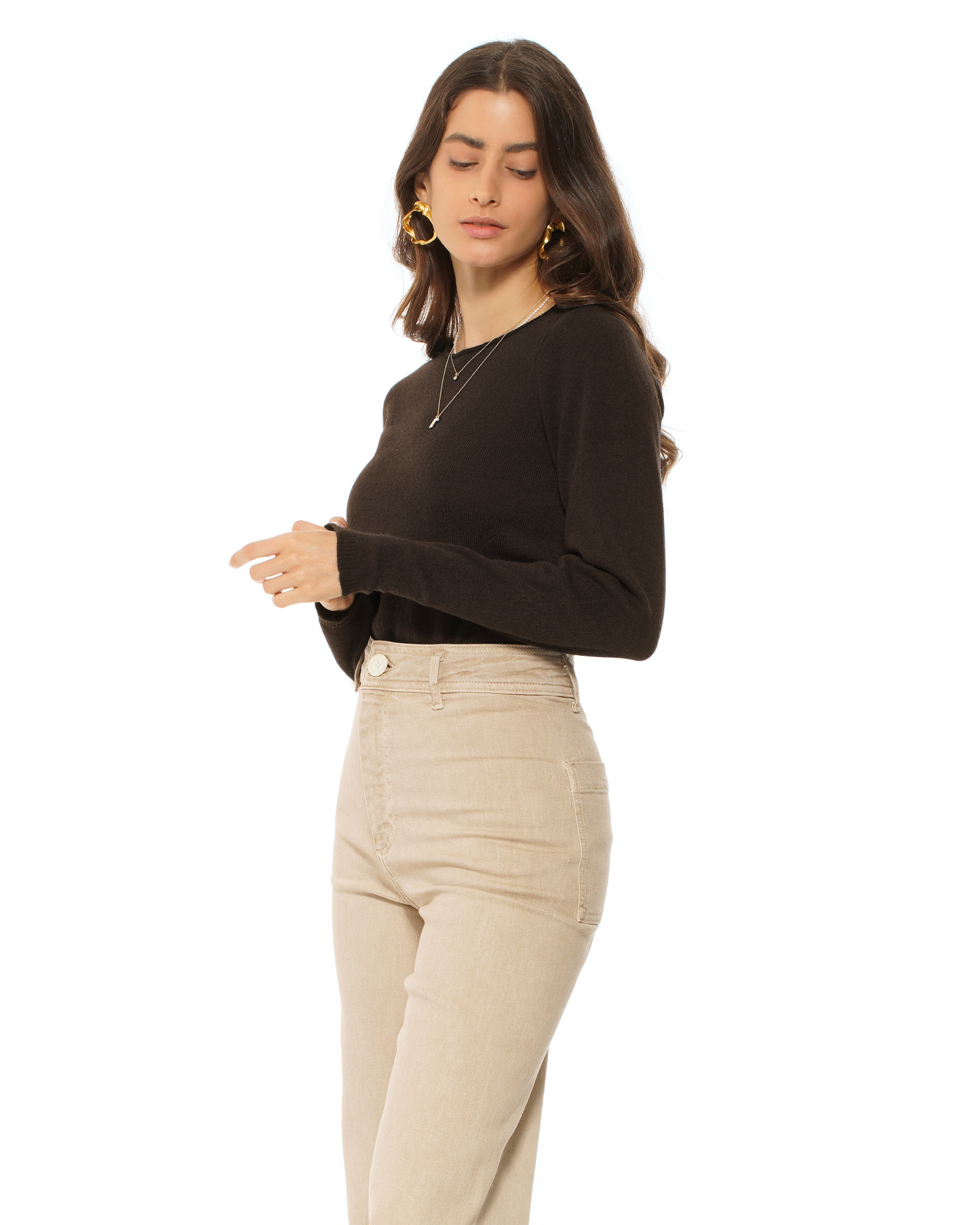 Women's Ultralight Cashmere Raglan Crew Neck Sweater Coffee