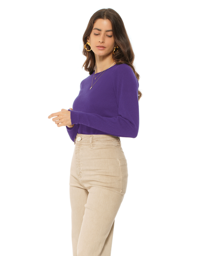 Women's Ultralight Cashmere Raglan Crew Neck Sweater Iris Purple