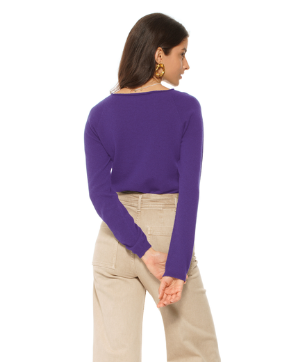 Women's Ultralight Cashmere Raglan Crew Neck Sweater Iris Purple