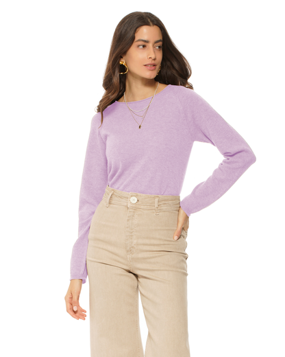 Women's Ultralight Cashmere Raglan Crew Neck Sweater Lilac