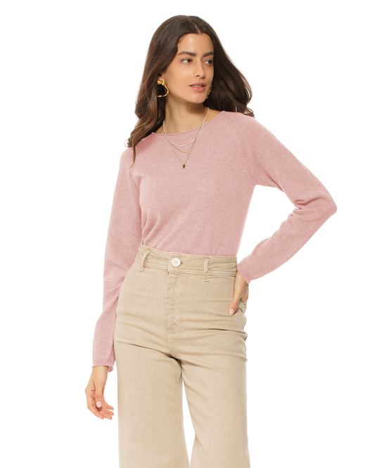 Women's Ultralight Cashmere Raglan Crew Neck Sweater Old Rose