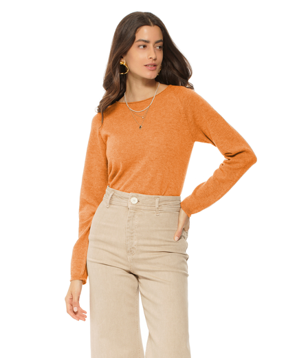Women's Ultralight Cashmere Raglan Crew Neck Sweater Saffron