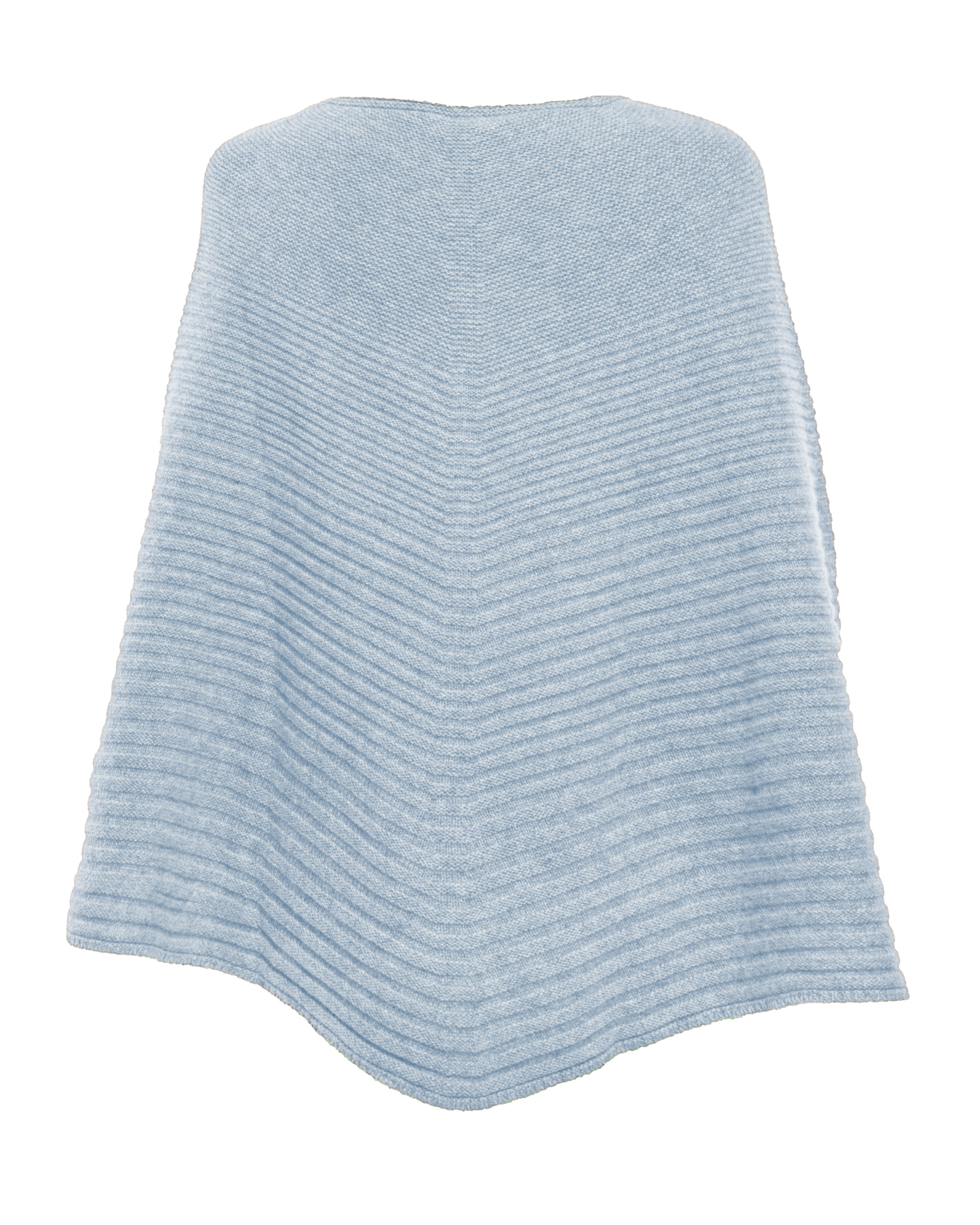 Women's Pure Cashmere Ribbed Knit Poncho Baby Blue