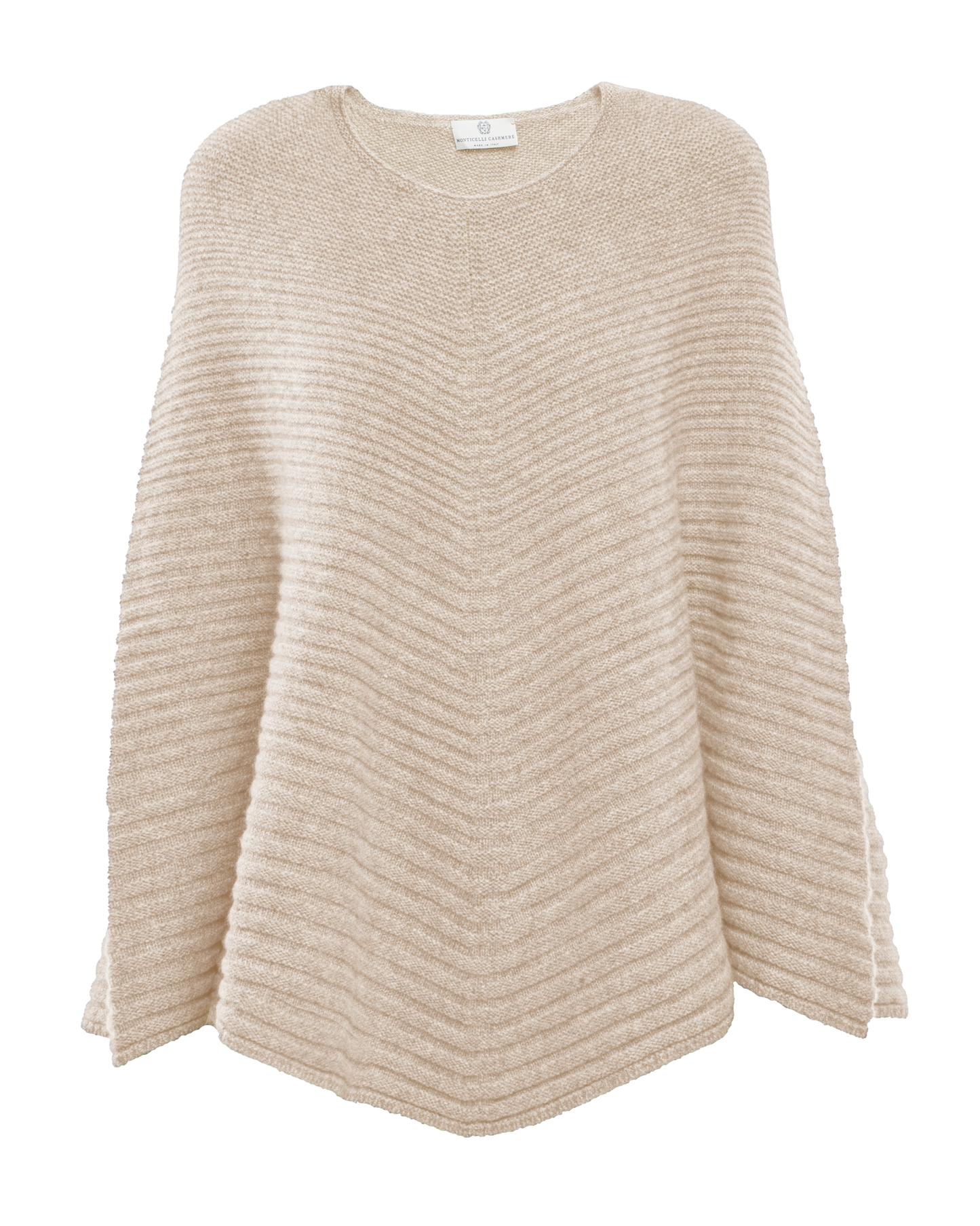 Women's Pure Cashmere Ribbed Knit Poncho Beige