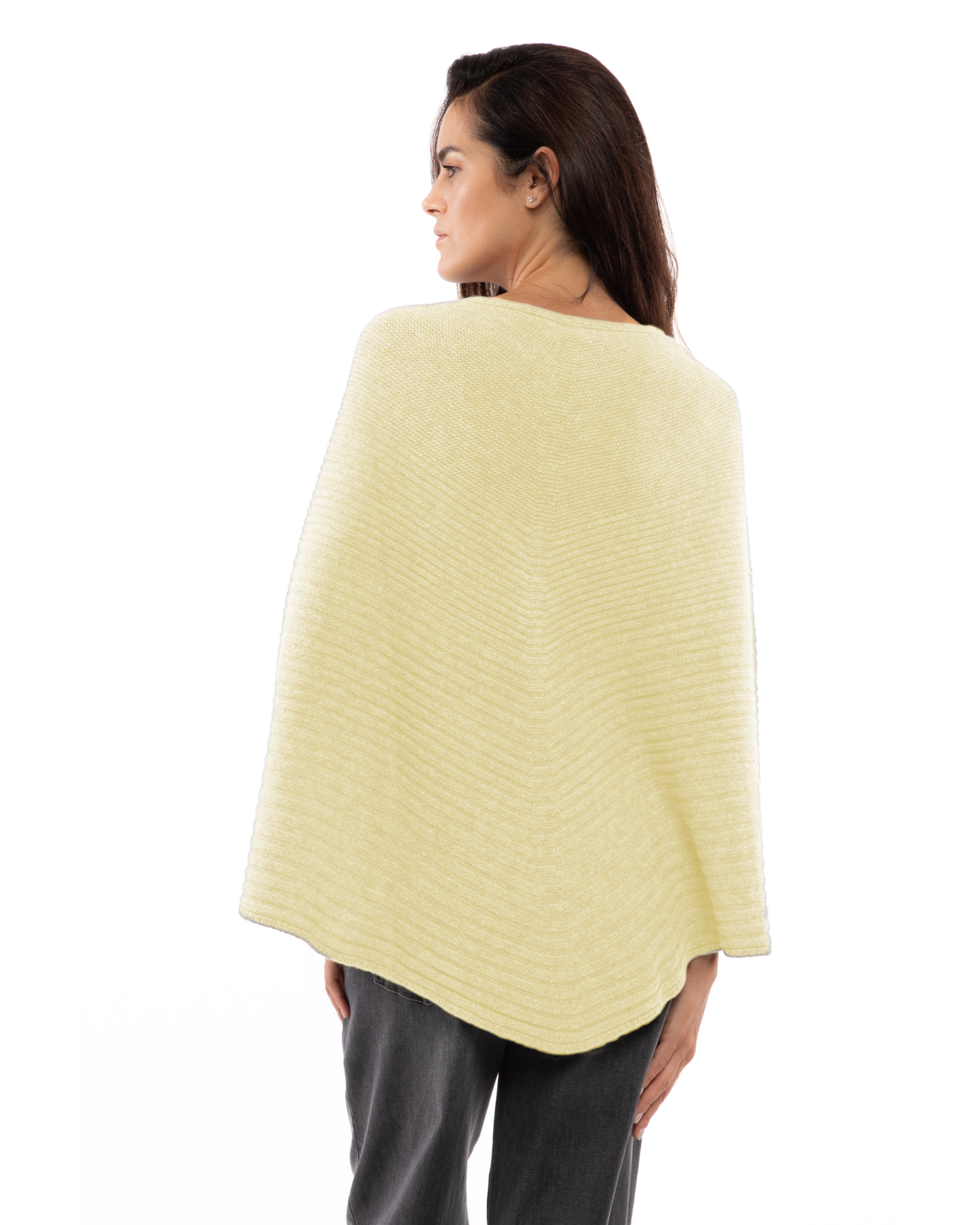 Women's Pure Cashmere Ribbed Knit Poncho Butter Yellow