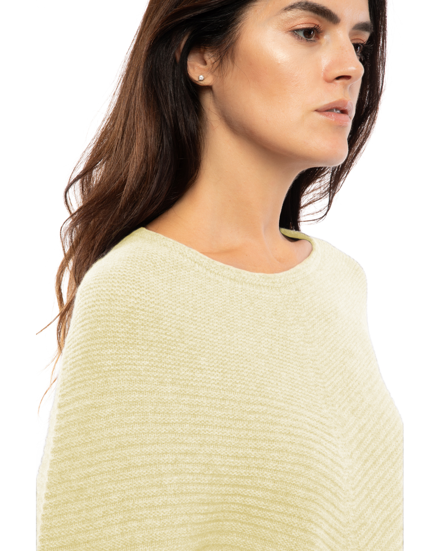 Women's Pure Cashmere Ribbed Knit Poncho Butter Yellow