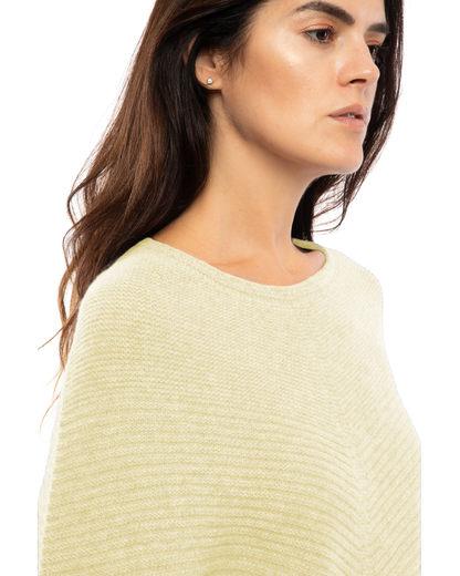Women's Pure Cashmere Ribbed Knit Poncho Butter Yellow