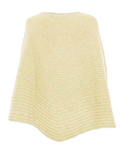 Women's Pure Cashmere Ribbed Knit Poncho Butter Yellow