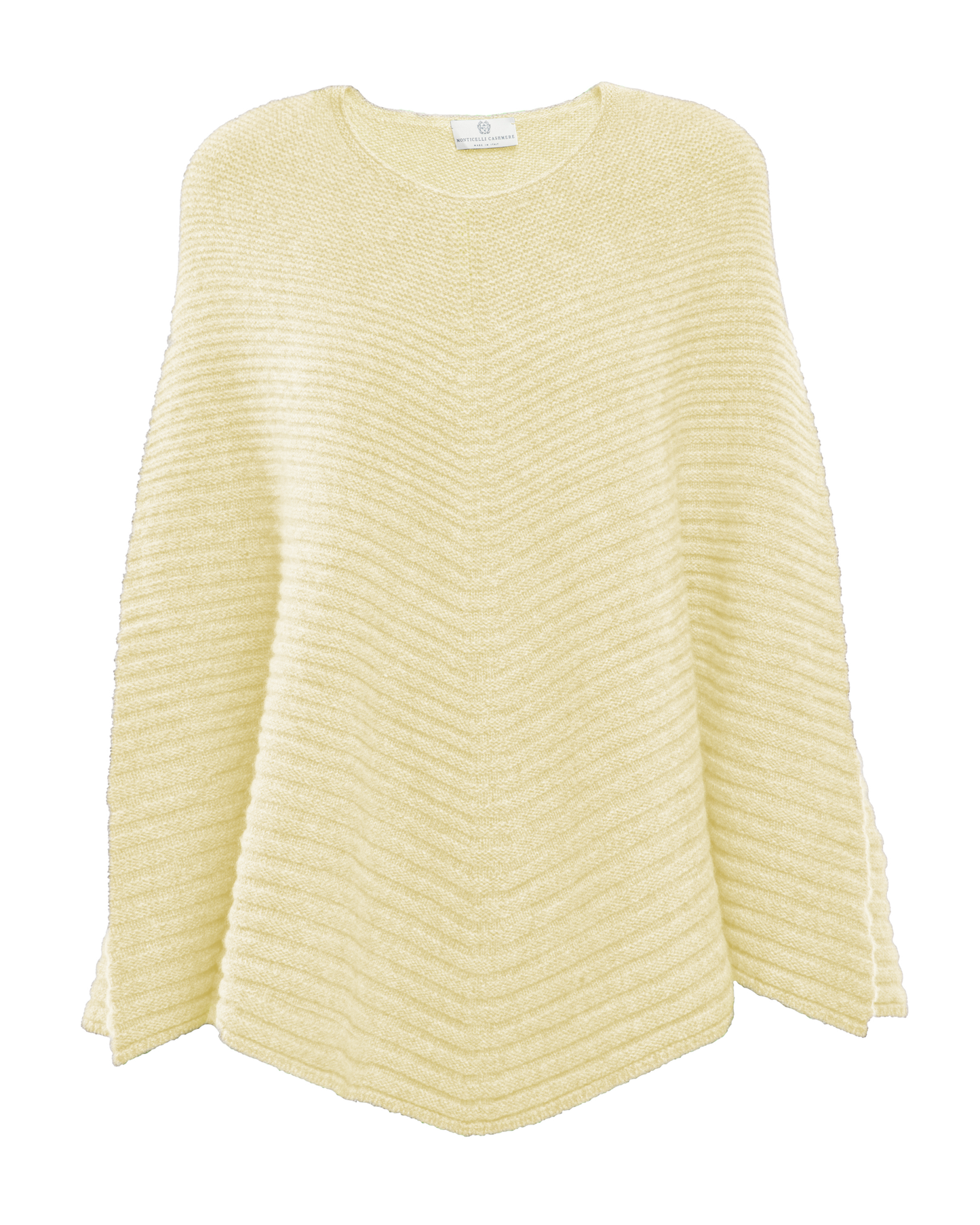 Women's Pure Cashmere Ribbed Knit Poncho Butter Yellow