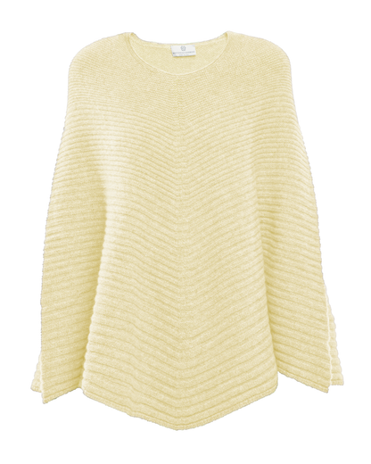Women's Pure Cashmere Ribbed Knit Poncho Butter Yellow