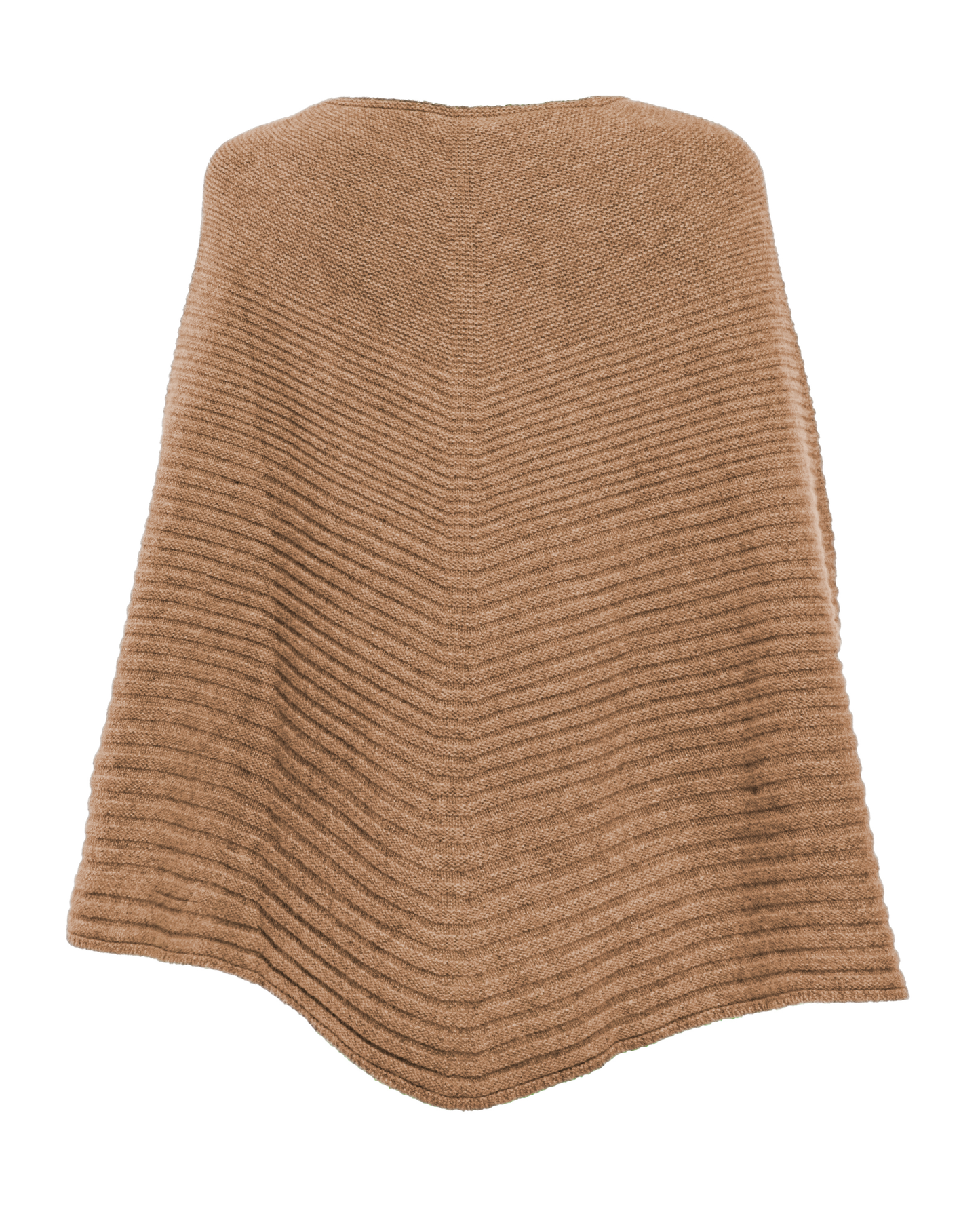 Women's Pure Cashmere Ribbed Knit Poncho Camel