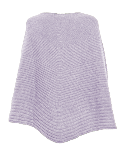Women's Pure Cashmere Ribbed Knit Poncho Lilac