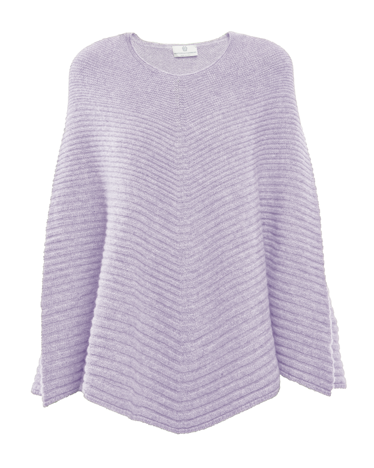 Women's Pure Cashmere Ribbed Knit Poncho Lilac