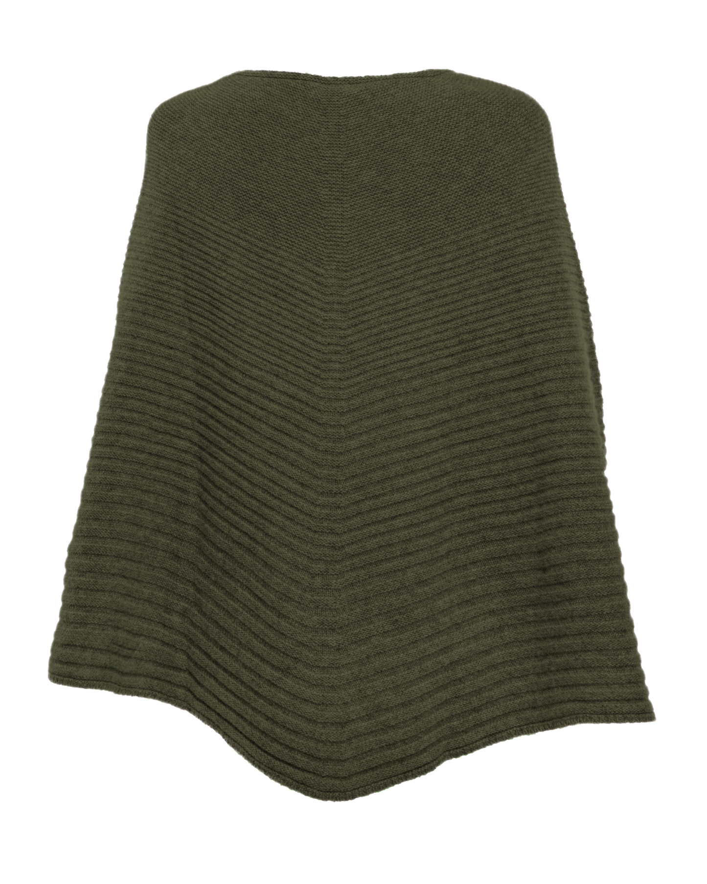 Women's Pure Cashmere Ribbed Knit Poncho Olive Green