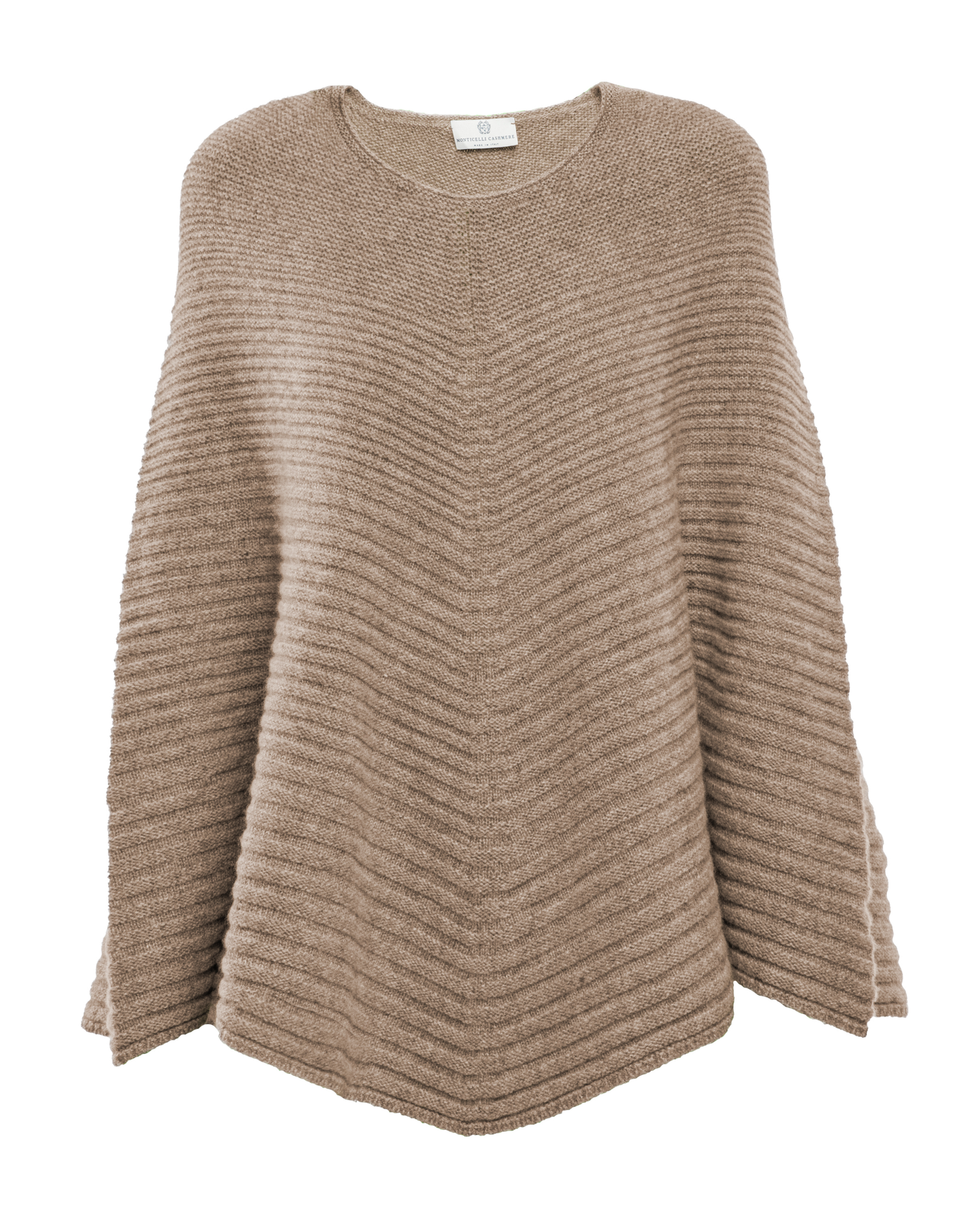 Women's Pure Cashmere Ribbed Knit Poncho Taupe
