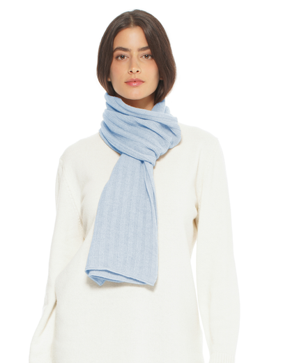 Women's Pure Cashmere Ribbed Scarf Baby Blue