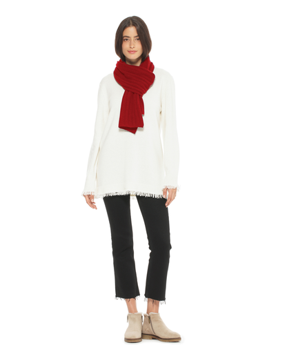 Women's Pure Cashmere Ribbed Scarf Chianti