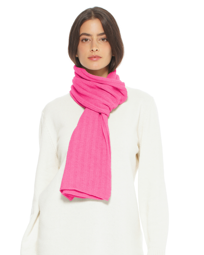 Women's Pure Cashmere Ribbed Scarf Fuchsia