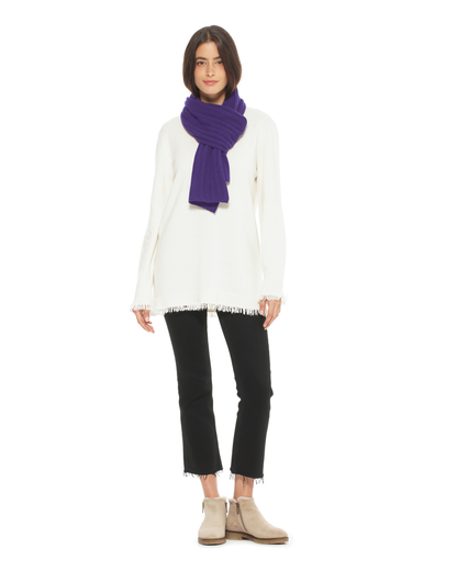 Women's Pure Cashmere Ribbed Scarf Iris Purple