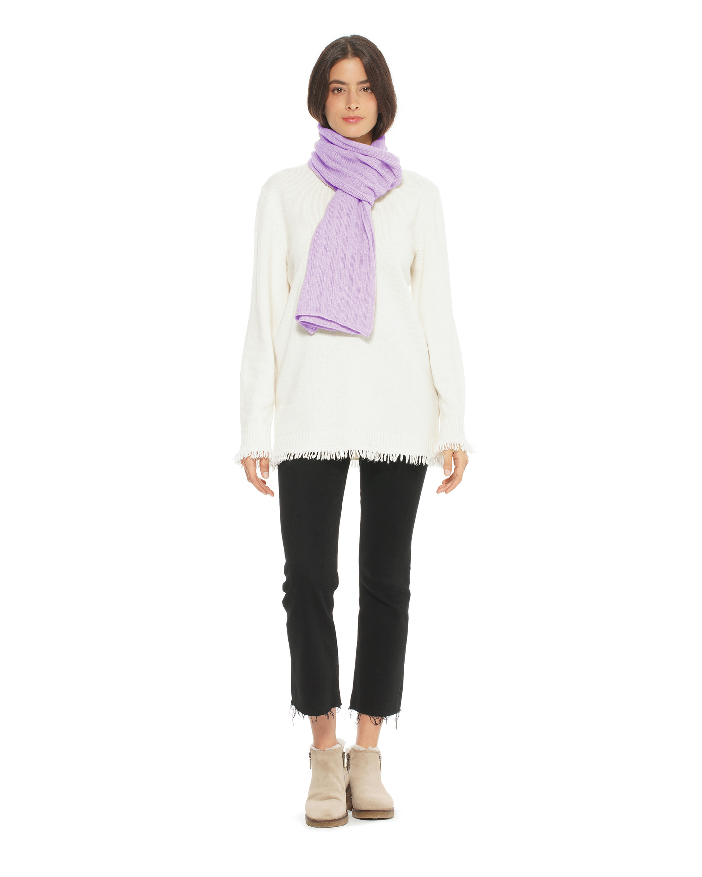 Women's Pure Cashmere Ribbed Scarf Lilac