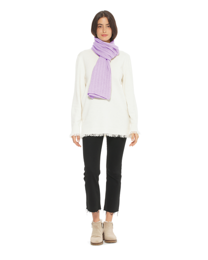 Women's Pure Cashmere Ribbed Scarf Lilac