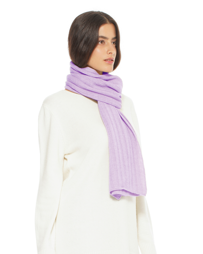 Women's Pure Cashmere Ribbed Scarf Lilac