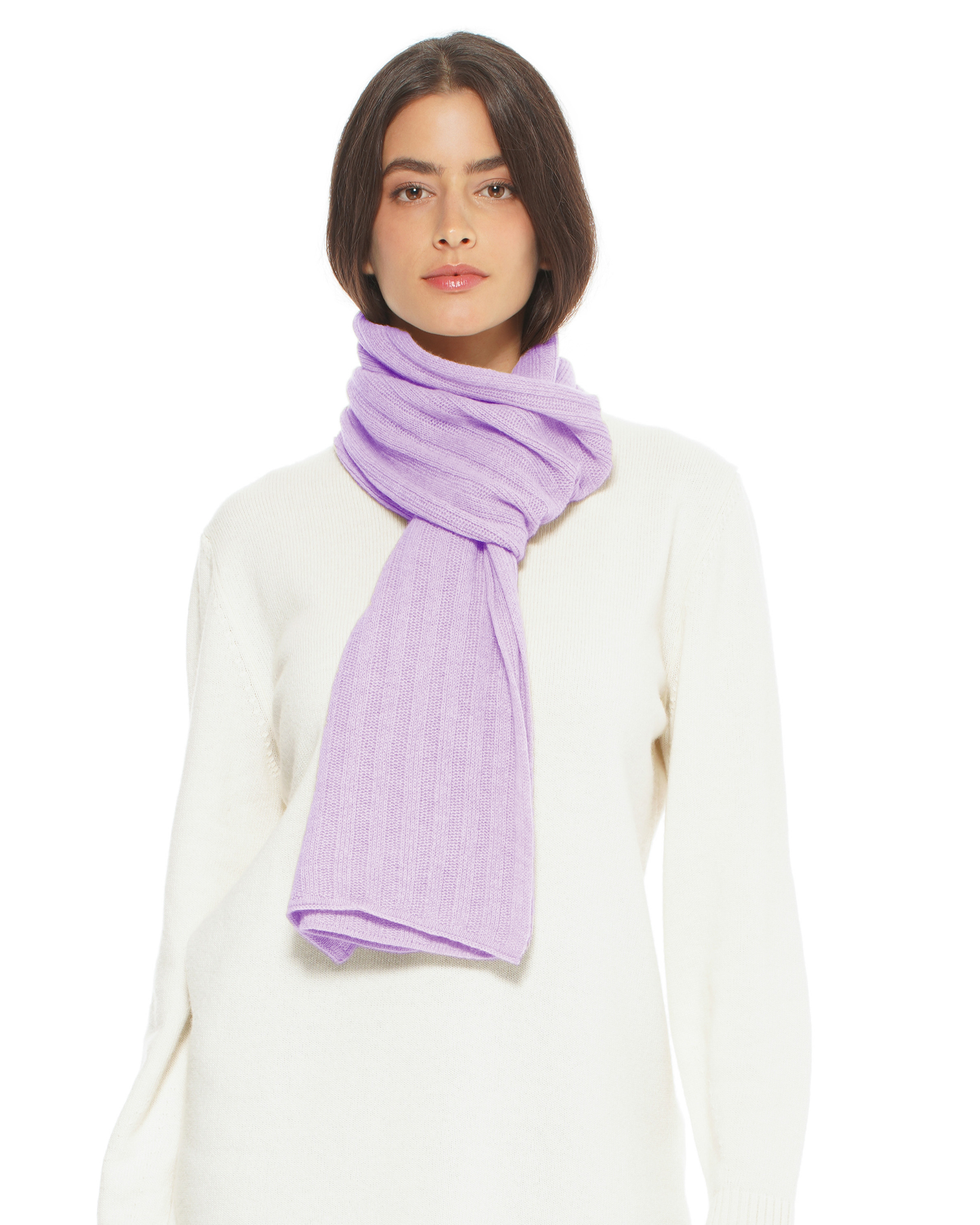 Women's Pure Cashmere Ribbed Scarf Lilac