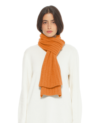 Women's Pure Cashmere Ribbed Scarf Saffron