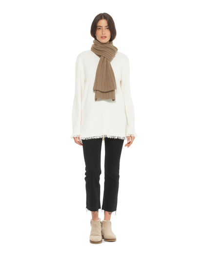 Women's Pure Cashmere Ribbed Scarf Taupe