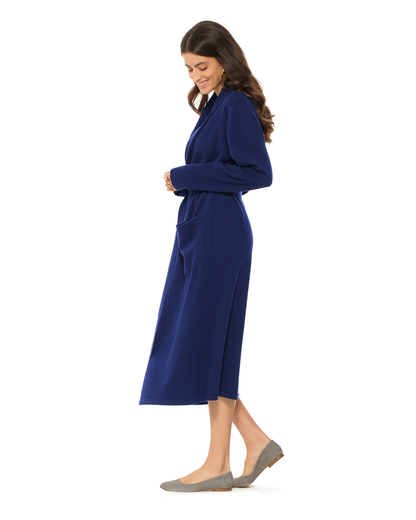 Women's Pure Cashmere Knit Robe Blue