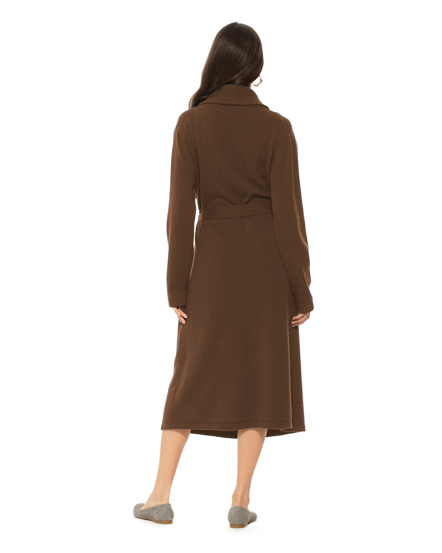 Women's Pure Cashmere Knit Robe Coffee