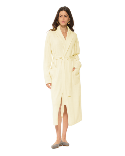 Women's Pure Cashmere Knit Robe Butter Yellow
