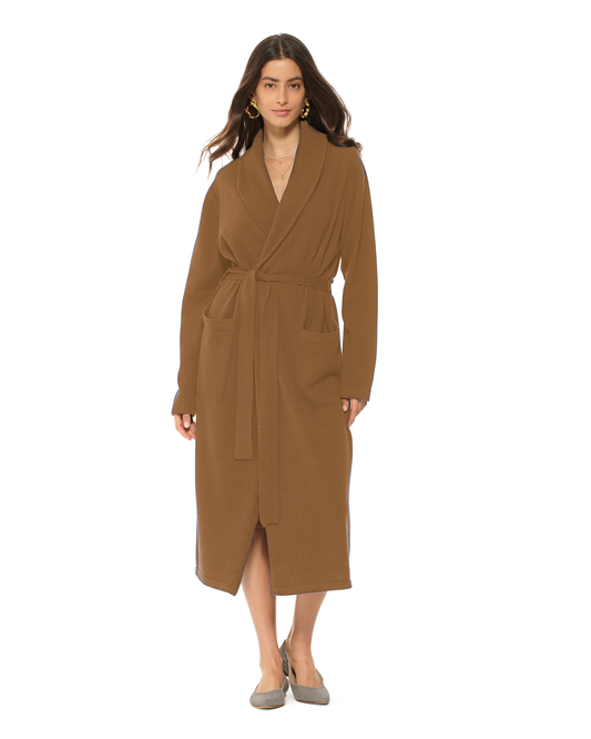 Women's Pure Cashmere Knit Robe Camel