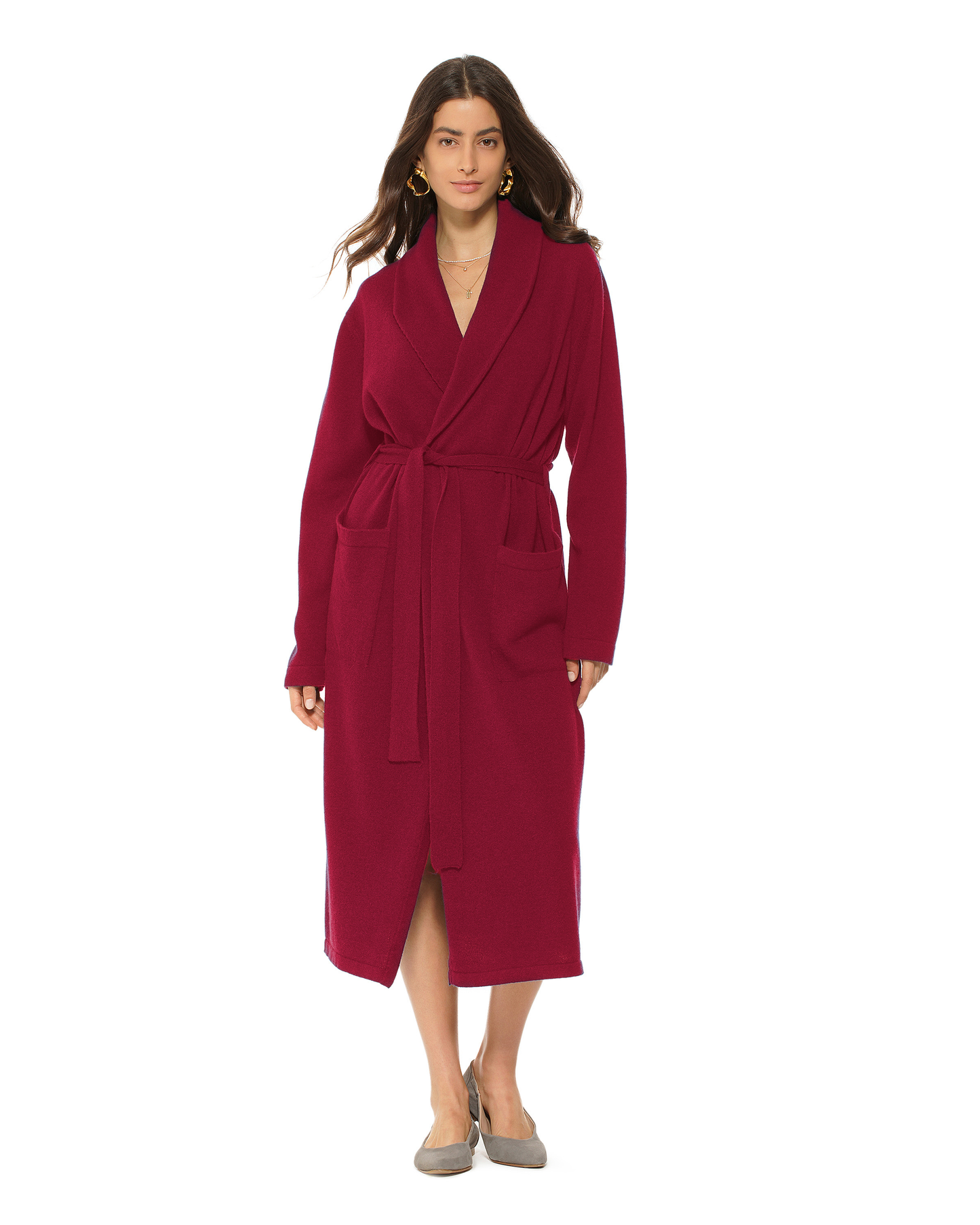Women's Pure Cashmere Knit Robe Chianti
