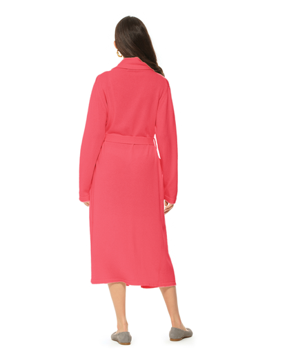 Women's Pure Cashmere Knit Robe Coral Red