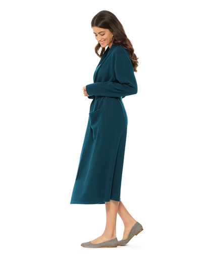 Women's Pure Cashmere Knit Robe Forest Green