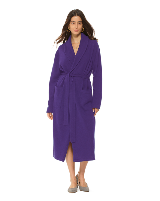 Women's Pure Cashmere Knit Robe Iris Purple