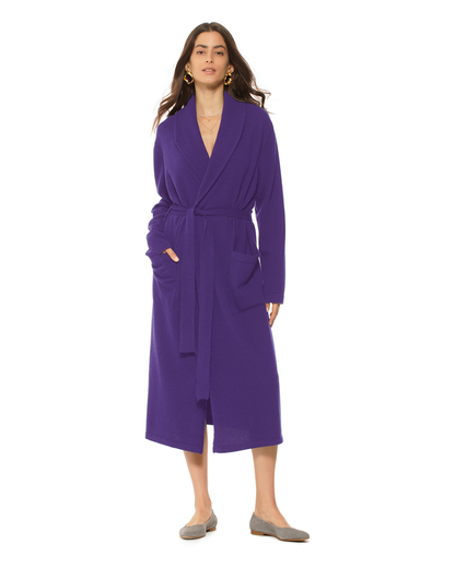 Women's Pure Cashmere Knit Robe Iris Purple