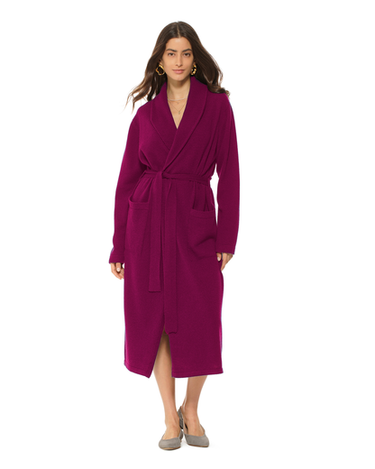 Women's Pure Cashmere Knit Robe Magenta