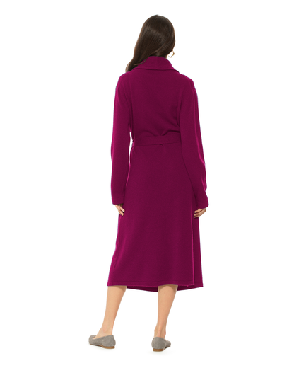 Women's Pure Cashmere Knit Robe Magenta