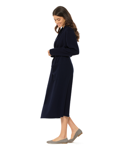 Women's Pure Cashmere Knit Robe Night Blue