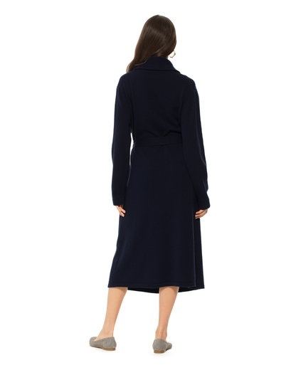 Women's Pure Cashmere Knit Robe Night Blue