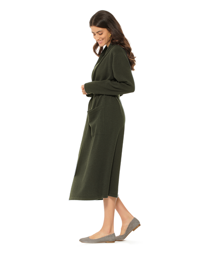Women's Pure Cashmere Knit Robe Olive Green