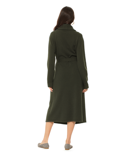 Women's Pure Cashmere Knit Robe Olive Green