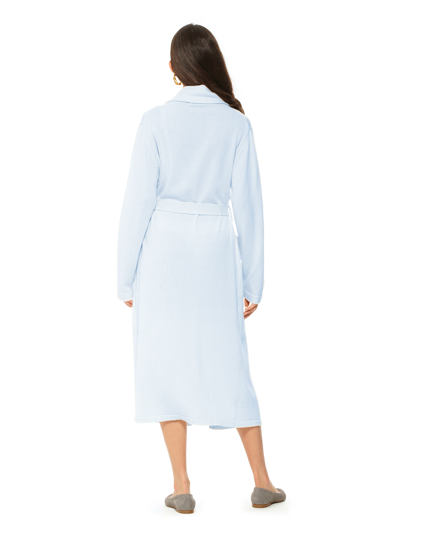 Women's Pure Cashmere Knit Robe Pastel Blue