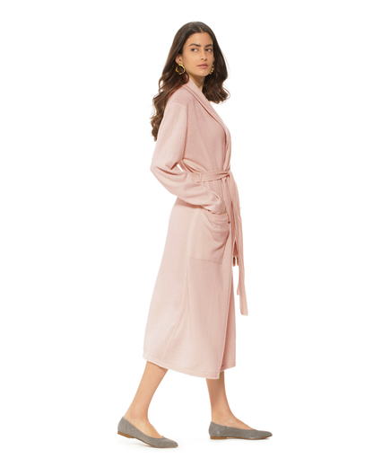 Women's Pure Cashmere Knit Robe Peach