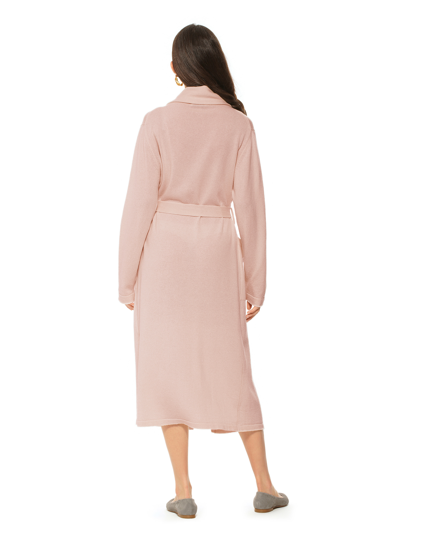 Women's Pure Cashmere Knit Robe Peach