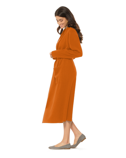 Women's Pure Cashmere Knit Robe Saffron